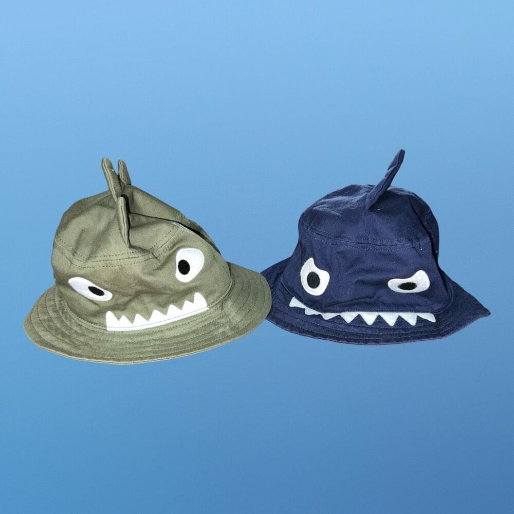 BABY GAP Shark Fin Navy & Green Bucket Beach Sun Hat Medium Large - Picture 5 of 5